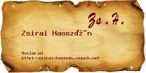 Zsirai Hasszán névjegykártya